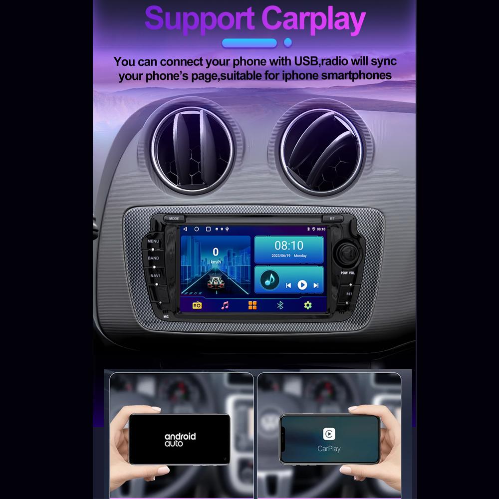 Autoradio Android pentru Seat Ibiza MK4 6j 2009-2013 Carplay Player Multimedia Unitate Principală Autoaudio 2Din Stereo Auto Navigație GPS 2+32GB
