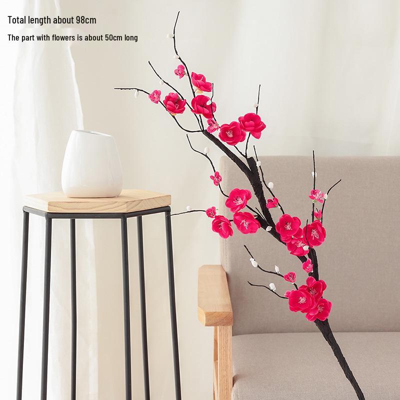 Silk Plum Blossom Simulation Flowers for Home Decor: Perfect for Living Room, TV Cabinet, or Coffee Table Arrangements.