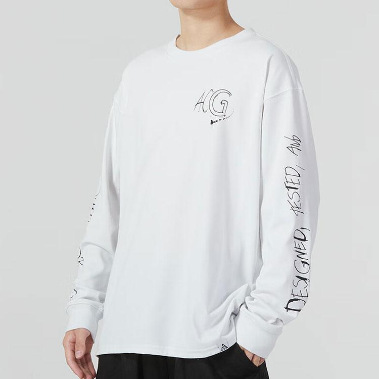 Nike ACG Logo Print Ribbed Crew Neck Sweatshirt Men Tops White FJ2136-121