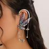 1 pièce de manchette d'oreille pour femme en forme de papillon, pompon à paillettes, fleur, lune, décoration d'oreille suspendue, style fée de la forêt, antidérapant, électroplaqué, pour cosplay, fête