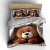 Plüsch-Teddybär unter weicher Decke Bedrucktes Bettwäsche-Set 1 Bettbezug + 2 Kissenbezüge verschiedene Größen Schlafzimmer Bettwäsche Dekor