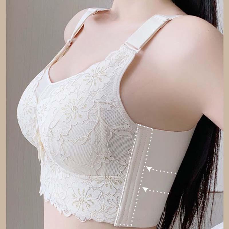 Large Breasts Show Small Without Steel Ring Latex Underwear Ladies Gathered Anti-sagging Adjustable Thin Section Bra