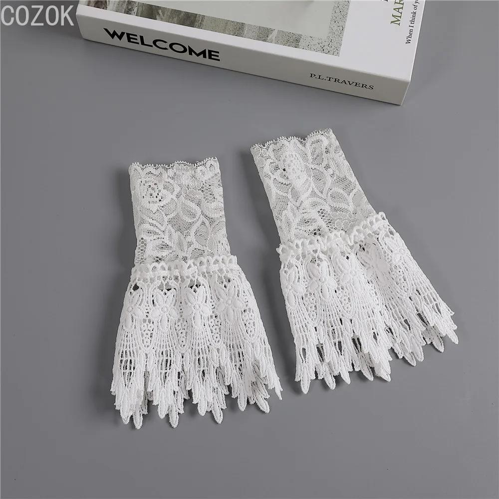 Cross-border Pleated Mesh Lace Sleeves Women's Decorative Cuffs Replacement Fake Sleeves