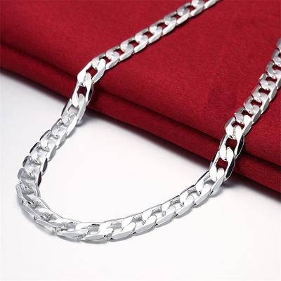 925 Sterling Silver Necklace For Men 'S 16 -24 Lnches Classic 8mm Chain Luxury Jewelry Wedding Christmas Gifts