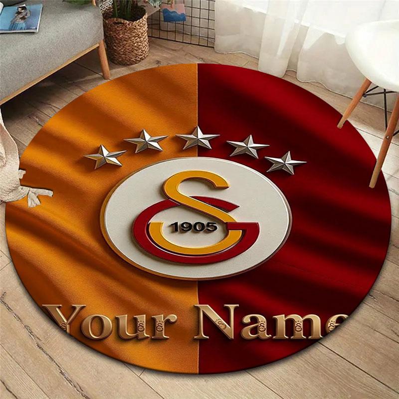 Galatasaray S Custom Name Round Area Rug,Carpet Rug for Living Room Bedroom Sofa Playroom Decor,Non-slip Floor Mat