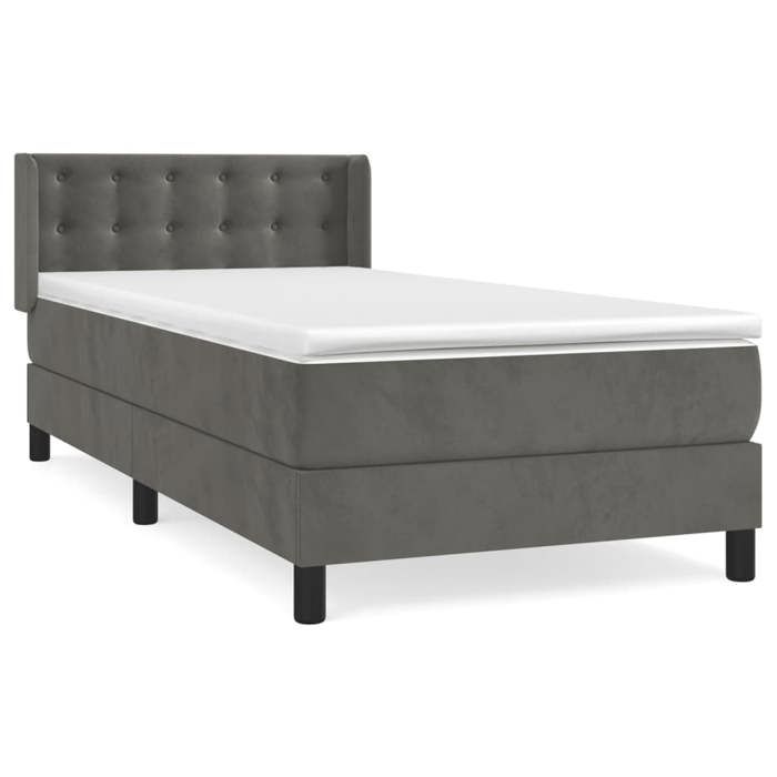 Maison Exclusive - Sommier à lattes de lit et matelas Gris foncé 80x200 cm Velours