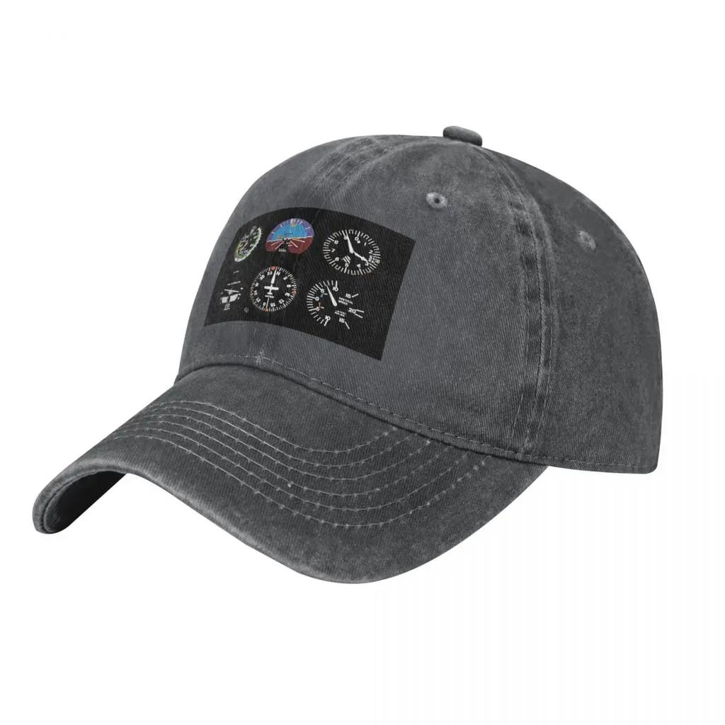 Cockpit Six Dials Flight Simulator Pilot Baseball Caps Fashion Washed Denim Hats Casquette Streetwear Baseball Cowboy Hat
