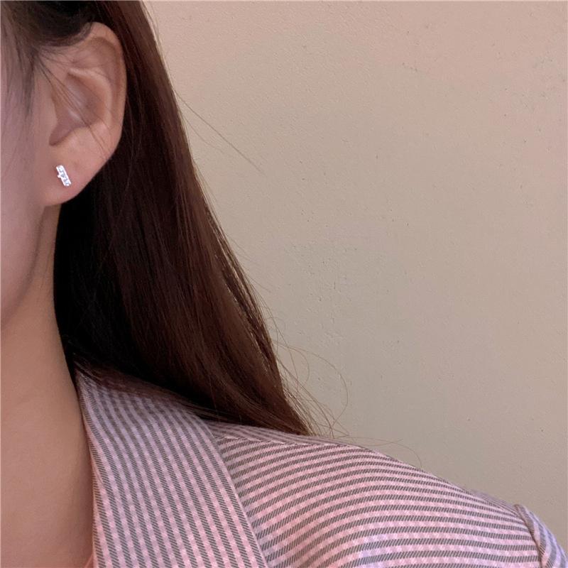 1Set Y2K Bowknot Heart Zircon Stud Earrings For Women Girls Silver Color Exquisite Earrings Set Trendy Jewelry Party Gifts