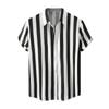 Men's Hawaiian Casual Striped Print Top Loose Comfort Short Sleeve Shirt