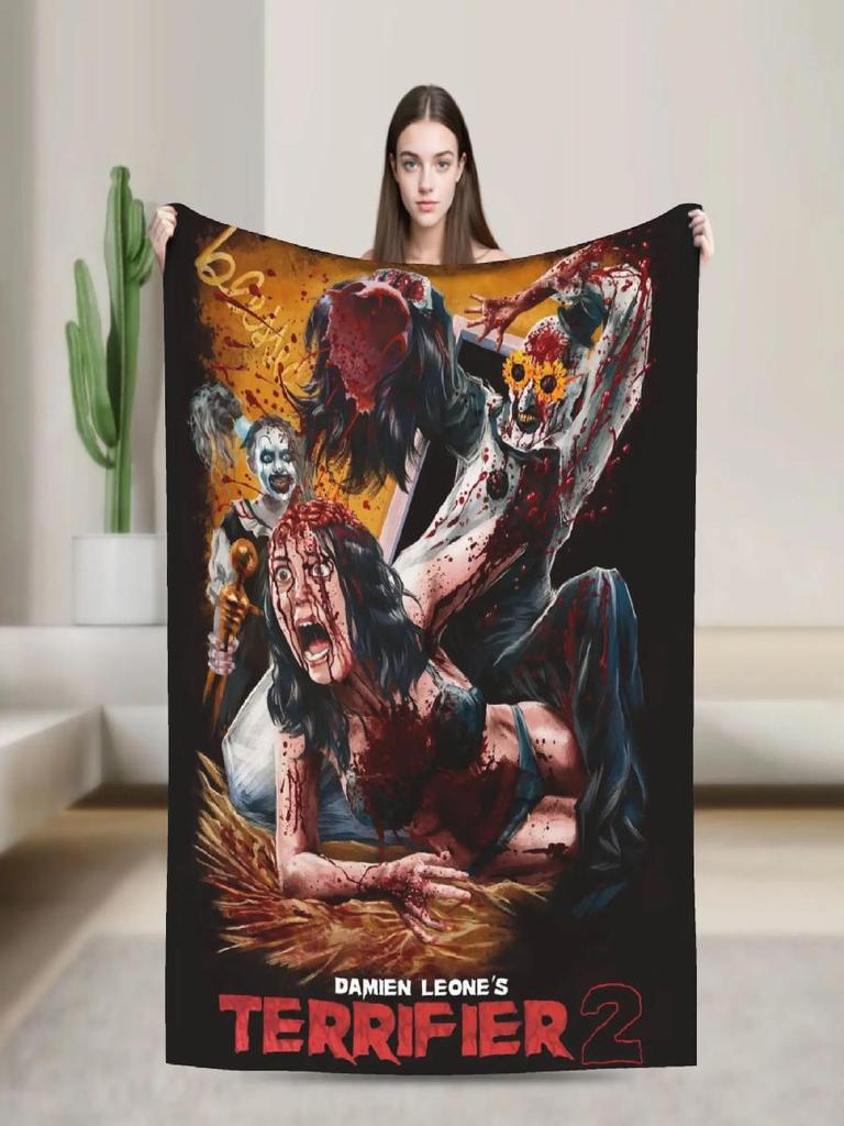 Terrifier Horror Movie Super Warm Plush Throw Blanket for Kids and Adults Flannel Sofa Bedspread Cover for Couch Chair