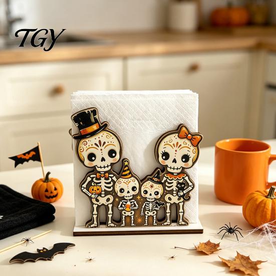 Creative Napkin Holder for Shelves Halloween Wooden Dining Table, Paper Towel Holder, Seasonal Kitchen Table Ornament Freestanding Tissue Dispenser