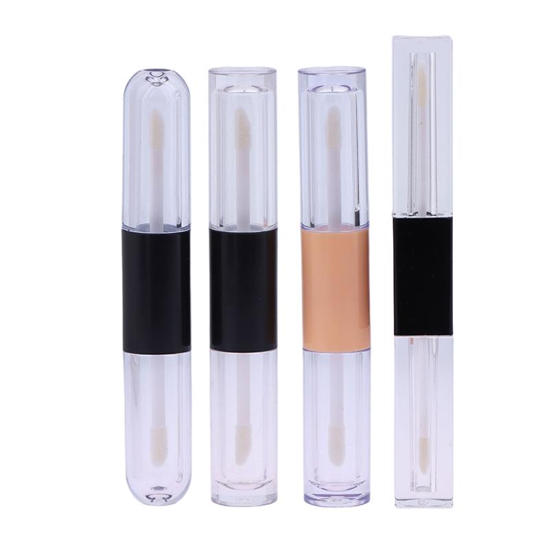 1Pcs Double-Ended 2-In-1 Oval Flat Empty Lip Gloss Tubes With Wand Leak Proof Refillable Packaging Plastic Bottle Travel Kit