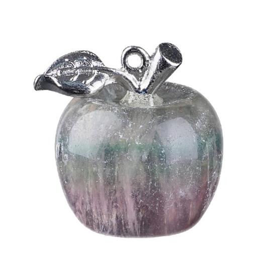 DIY Necklace Pendant Fruit Shape Natural Faux Crystal Pendant with Electroplated Silver Leaf Buckle 20mm Mini Ornament