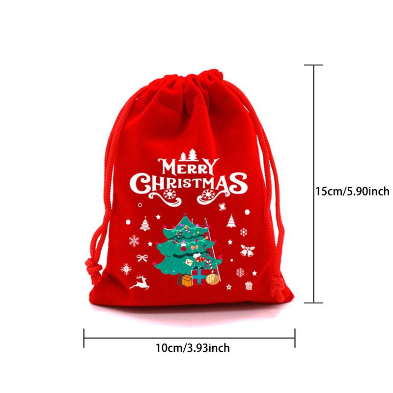 12 PCS Red Christmas Velvet Bags, Drawstring Bags, christmas gifts christmas candy bags christmas decorations for home