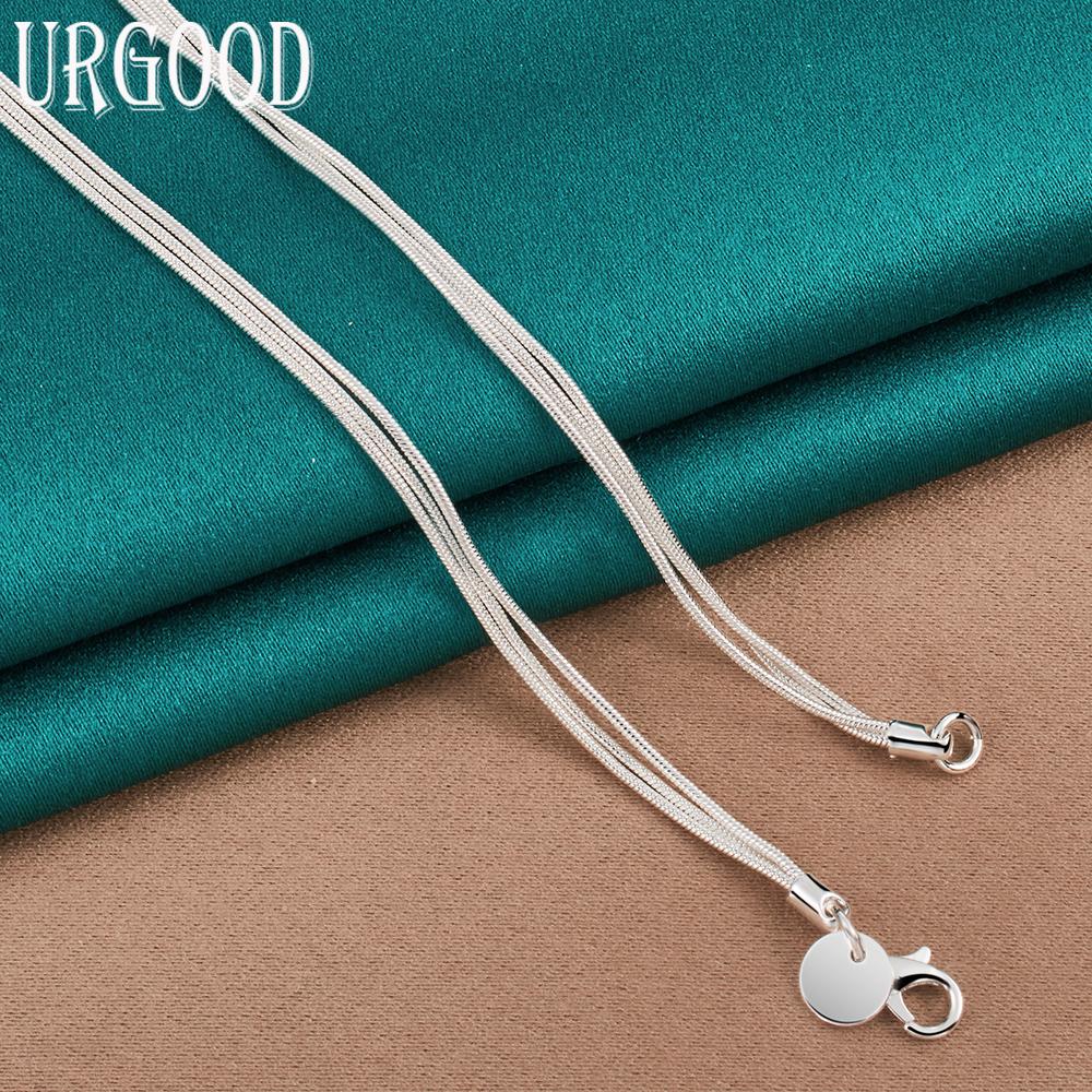 925 Sterling Silver Rose Snake Chain Necklace Beautiful Jewelry