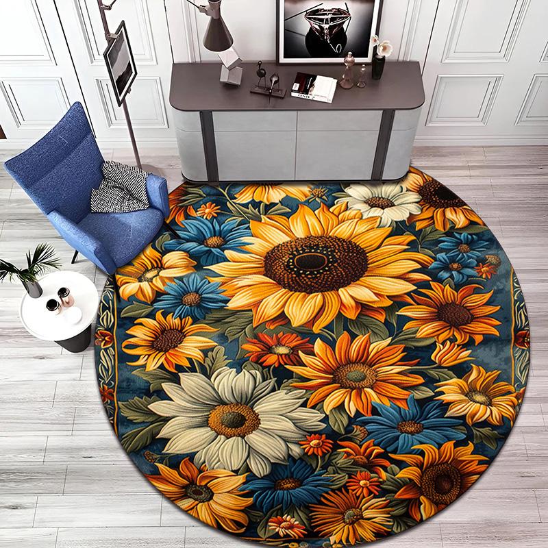 Rose Garden Elegance Round Rug Home Soft Decorative Anti Slip Yoga Table And Chair Mat Carpet Outdoor Floor Mat Carpet S5