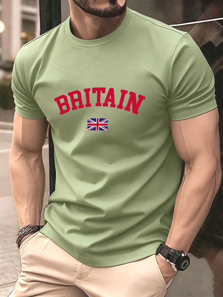 Britain Text With Flag Prints Cotton TShirts Men Summer Oversized ONeck T Shirt Comfortable Short Sleeve Tops Basic Clothes