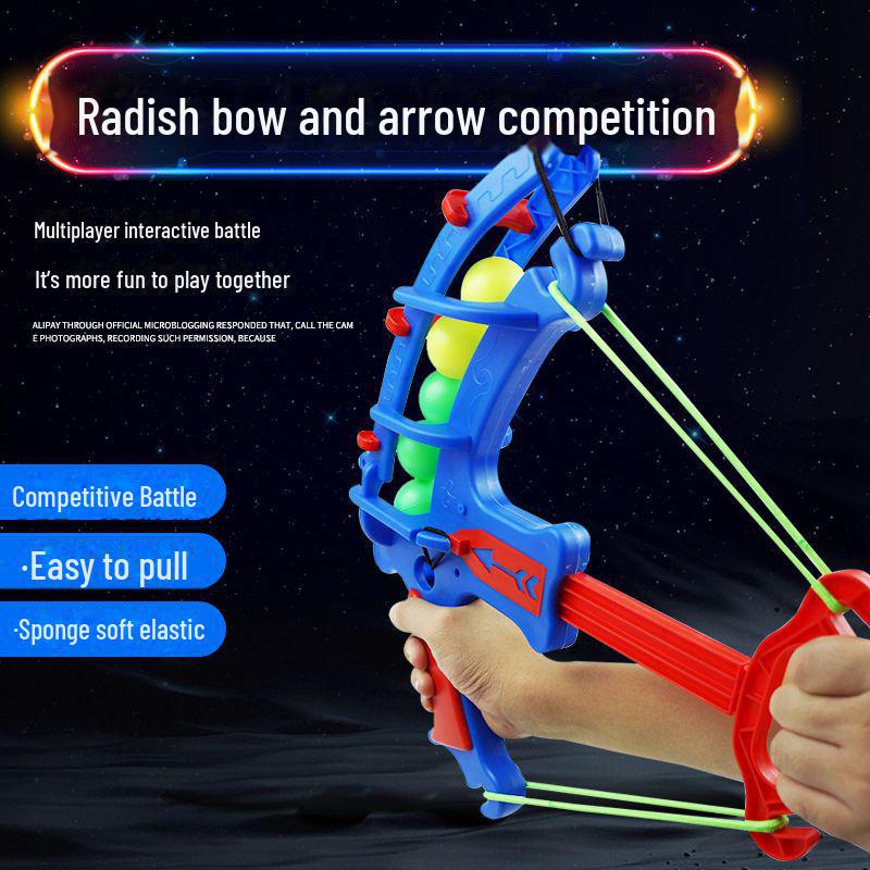 

Детский набор «Катапульта из редиса» с луком и стрелами — интерактивная игрушка для родителей и детей, стреляющая мишенью из ЭВА и ватными шариками catapult bow + 5 balls синий