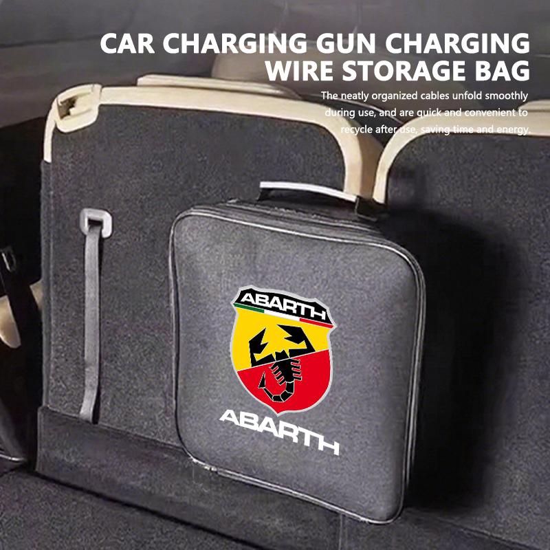 Electric Car Charger Plugs Storage Carry EV Charging Cable Bag For Abarth FIAT FR 500 Punto Ducato Palio Bravo Doblo Tipo
