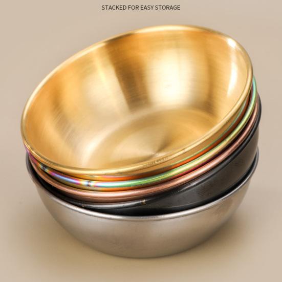 Bol pentru condimente de culoare solidă Bol rotund pentru scufundare din oțel inoxidabil Mini farfurie pentru aperitiv pentru restaurant