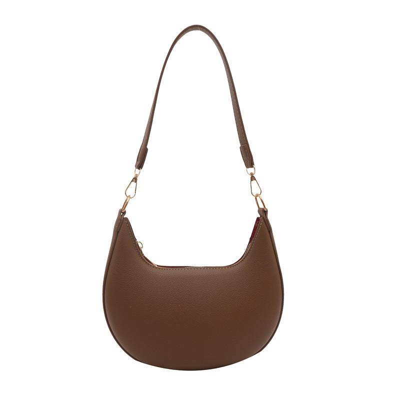 Simple Solid Color Dumpling Shaped Women Casual Shoulder Bag For Daily