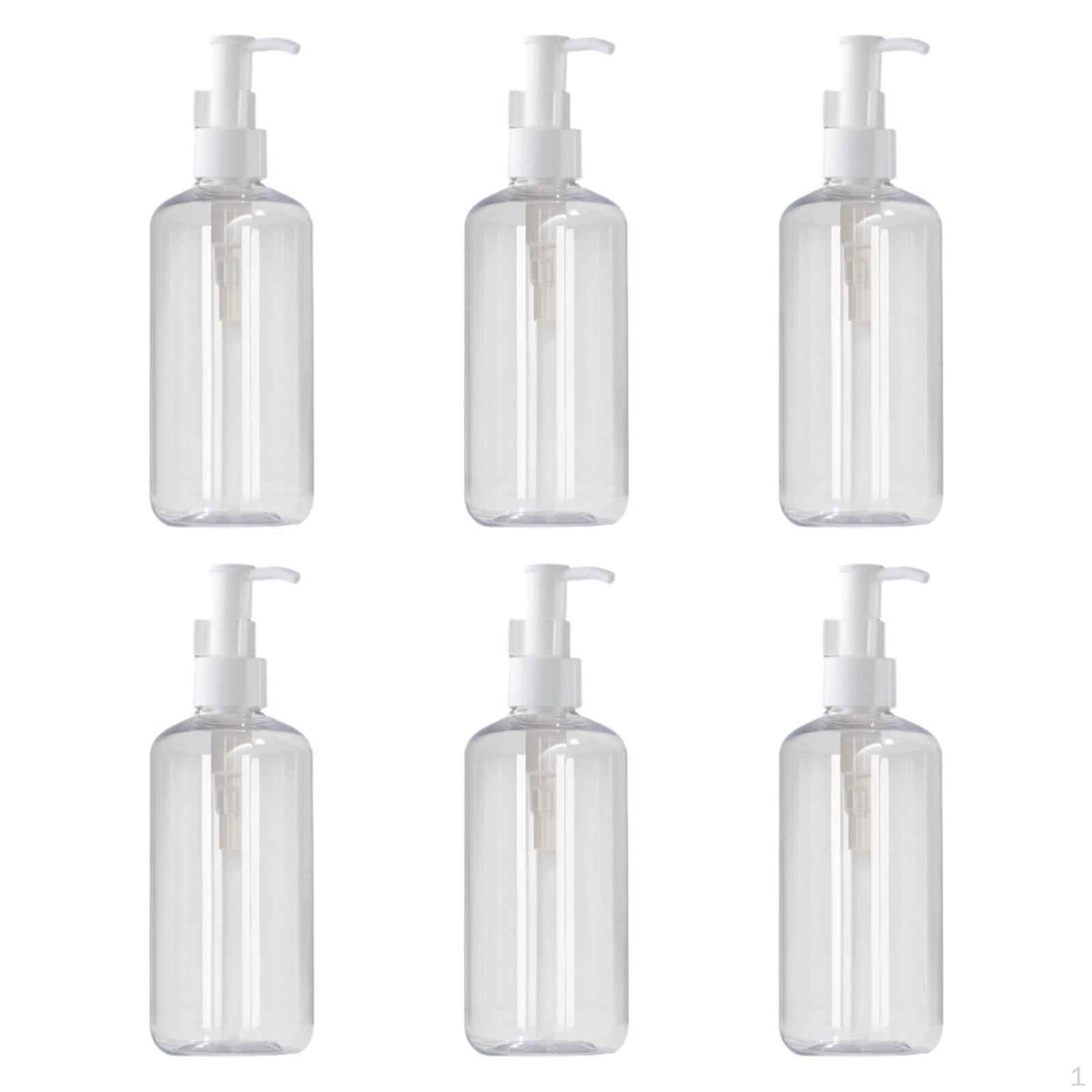 

6 Pieces Hand Soap Dispenser Pump Bottle Multipurpose 500ml Shampoo for Countertop clear and White