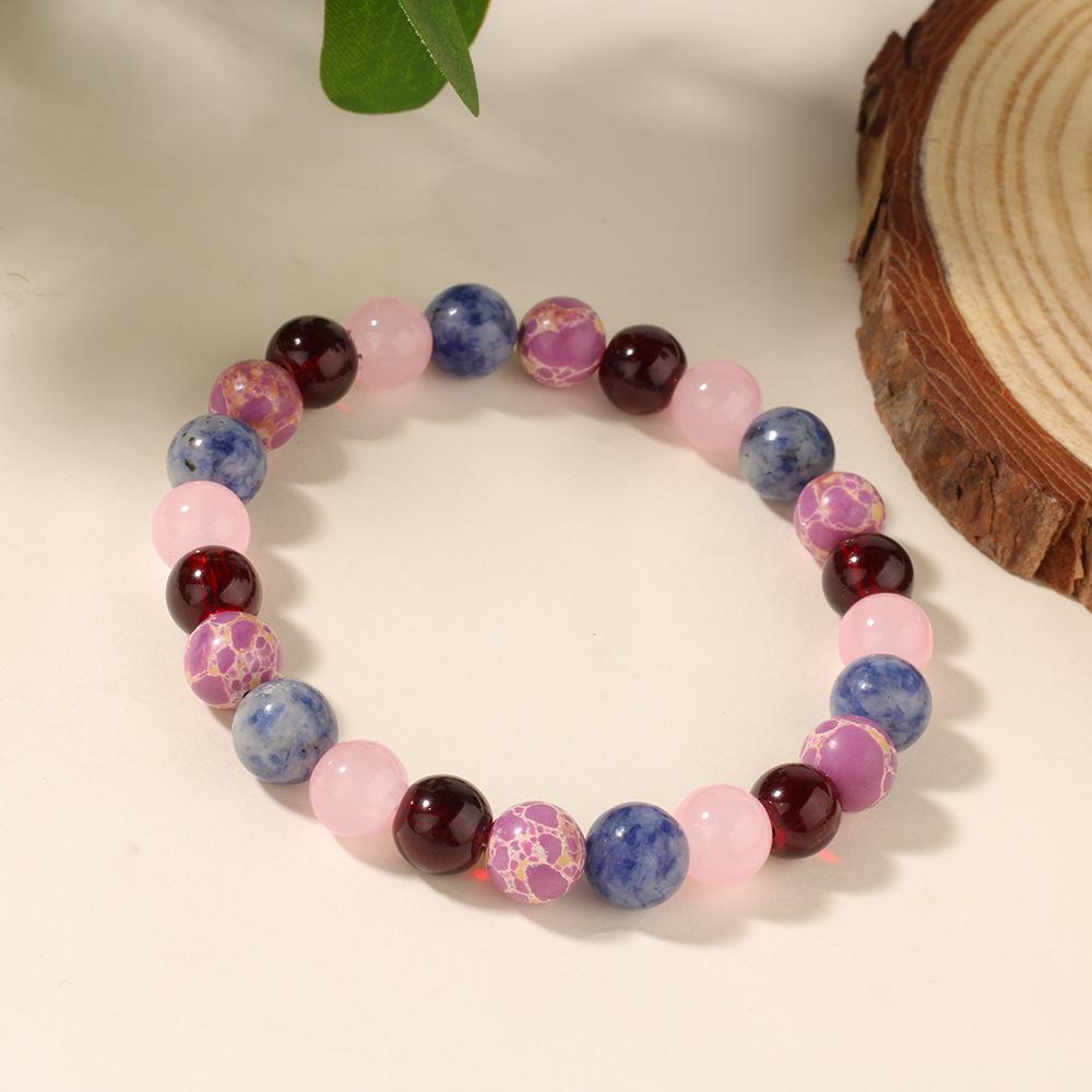 Festive Gifts Garnet Rose Quartz Sodalite Purple Crackle Stone Beaded Bracelet Natural Fashion Jewelry For Men Women Daily Wear Gift