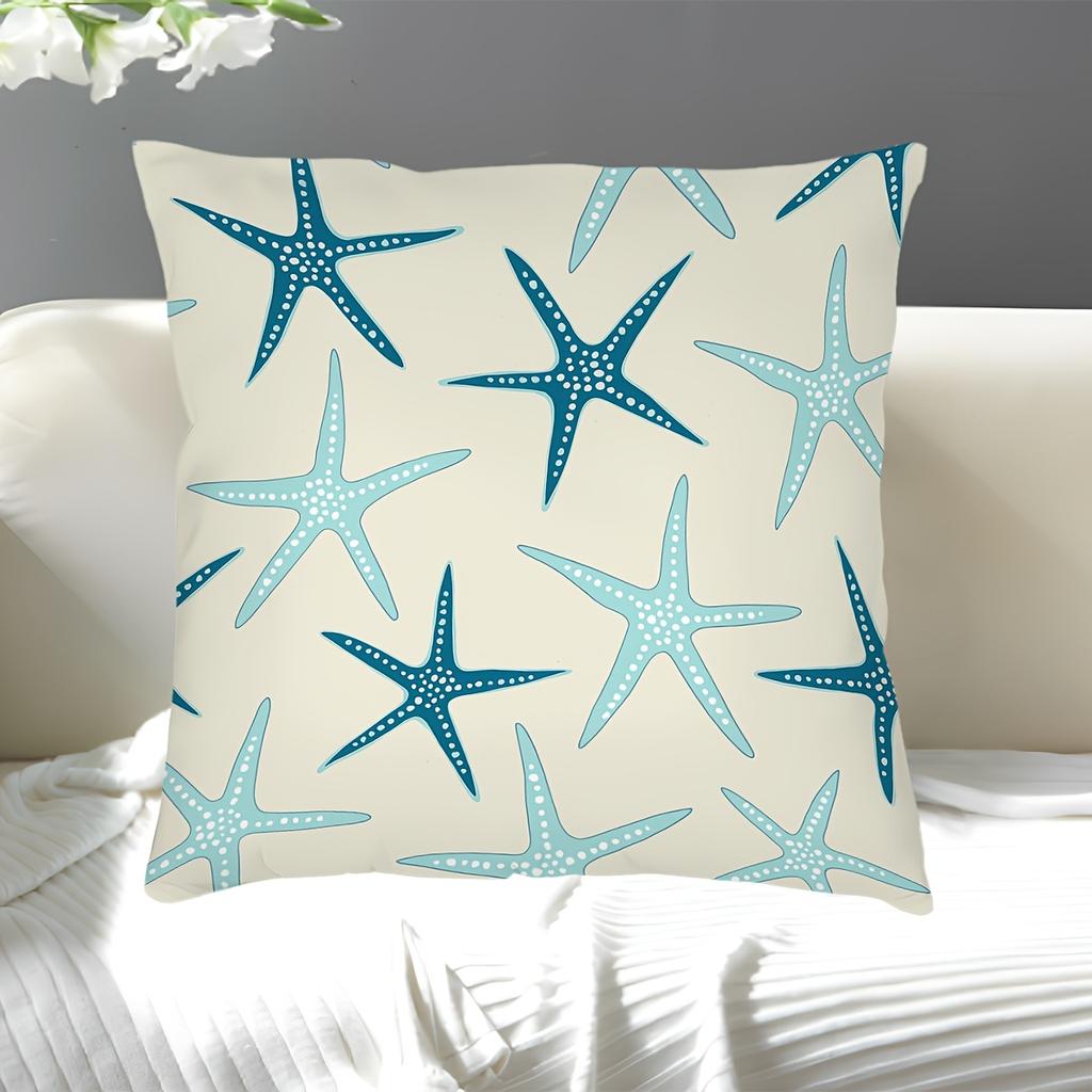 Starfish Throw Pillow Cushion Cover Decorative Home Decor Beach Nautical Coastal Pattern Fabric Pillowcase Cushion Case