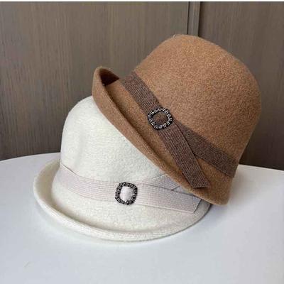 Korean Version Of Elegant Temperament Woolen Top Hat Women'S British Style Thermal Basin Hat Versatile Autumn And Winter Crimped Fisherman Hat
