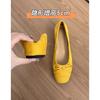 Sheepskin Version~ Genuine Leather Spring New Inner Height Increase Ballet Shoes Women's Gentle Bow Shallow Mouth Single Shoes Doudou Shoes