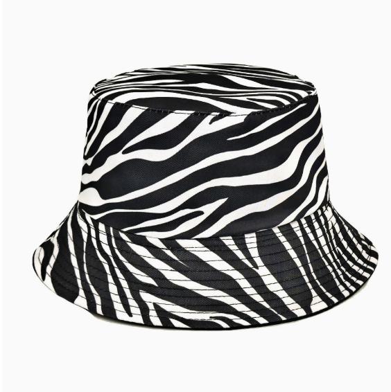 Zebra Pattern Bucket Hat Lightweight Foldable Outdoor Fishing Cap Sun Protection Hat for Men and Women