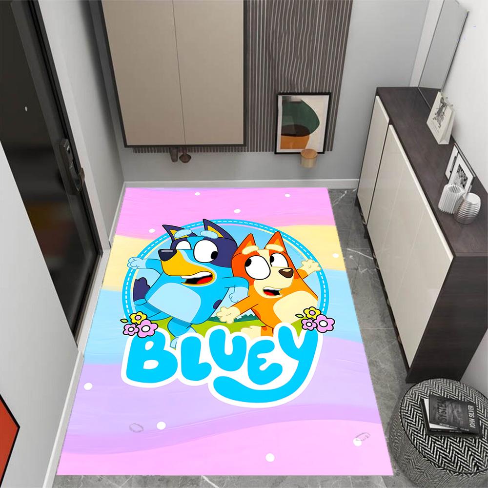 Tappeti Antiscivolo a Tema Bluey's Bus Adventure - Arredamento per la Casa in Poliestere, Adatti per Camere da Letto, Soggiorni, Ingressi, Studi e Decorazioni