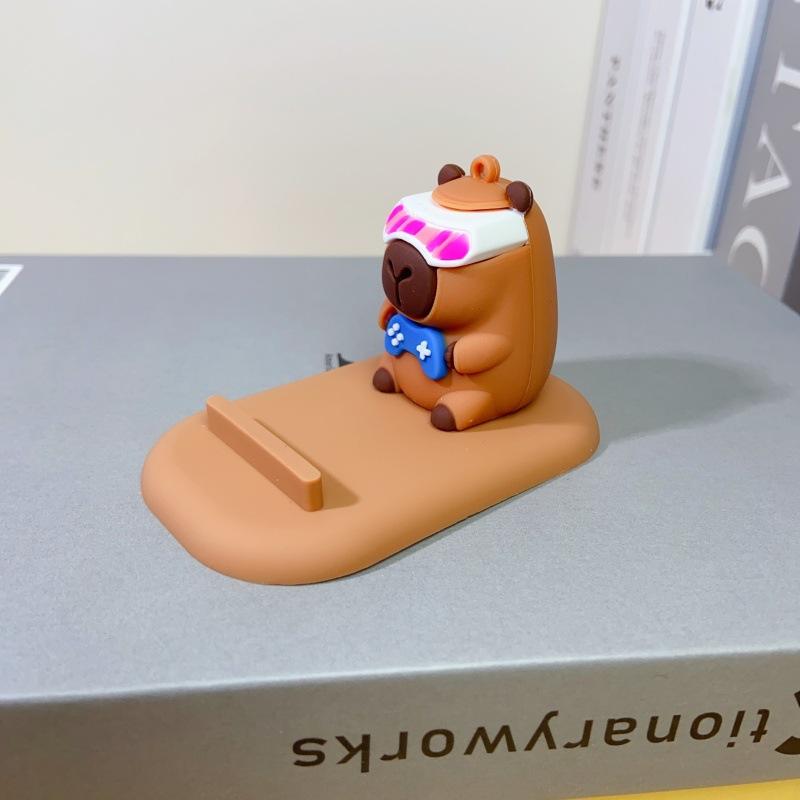 1pc Cute Capybara Phone Stand Lazy Desk Organizer with Expressive Eyes Non-Slip Base Compatible with Smartphones Tablets Home Office Decor
