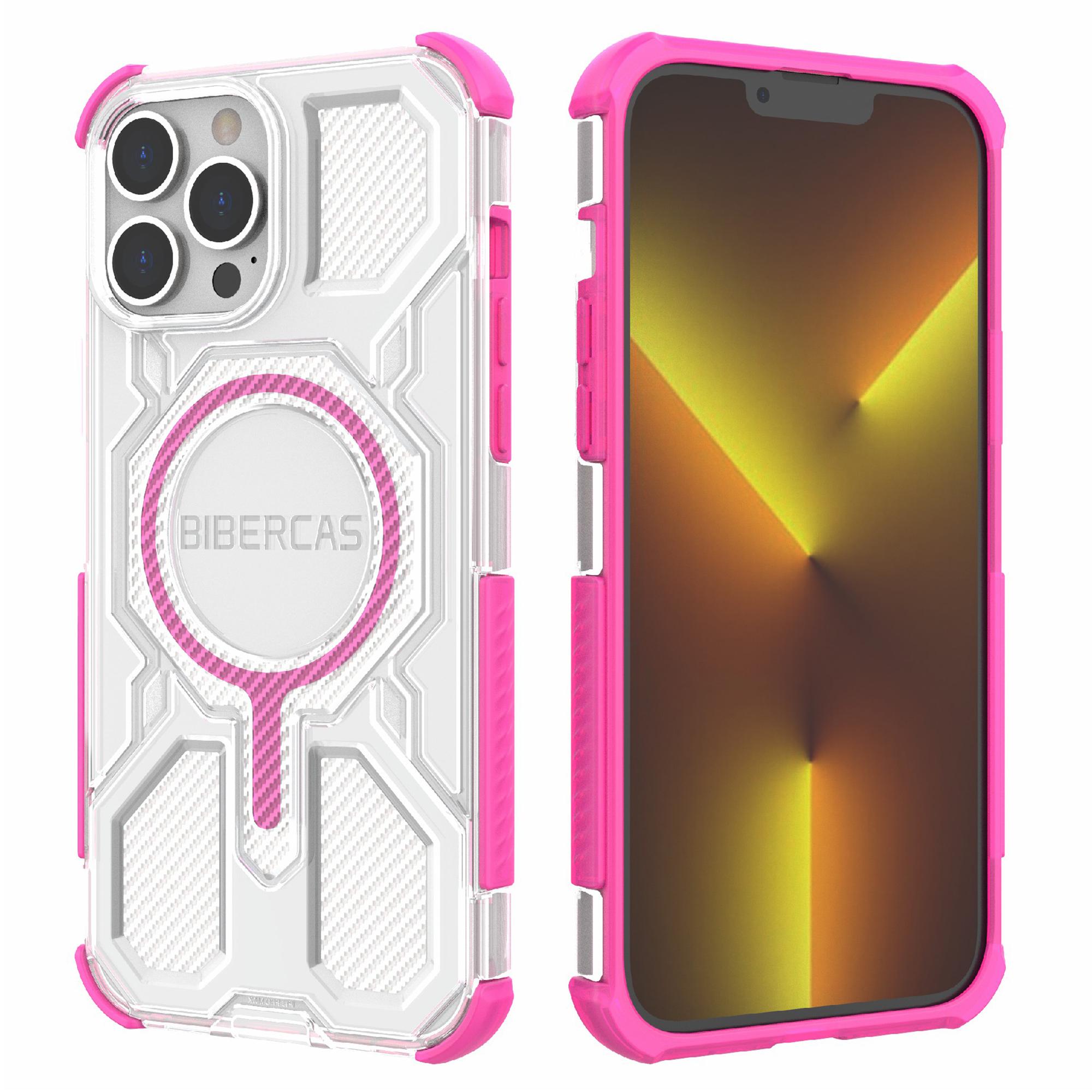 

BIBERCAS J-16 Transparent Series For iPhone 13 Pro Max Case Compatible with MagSafe TPU+PC Phone Cover Pink