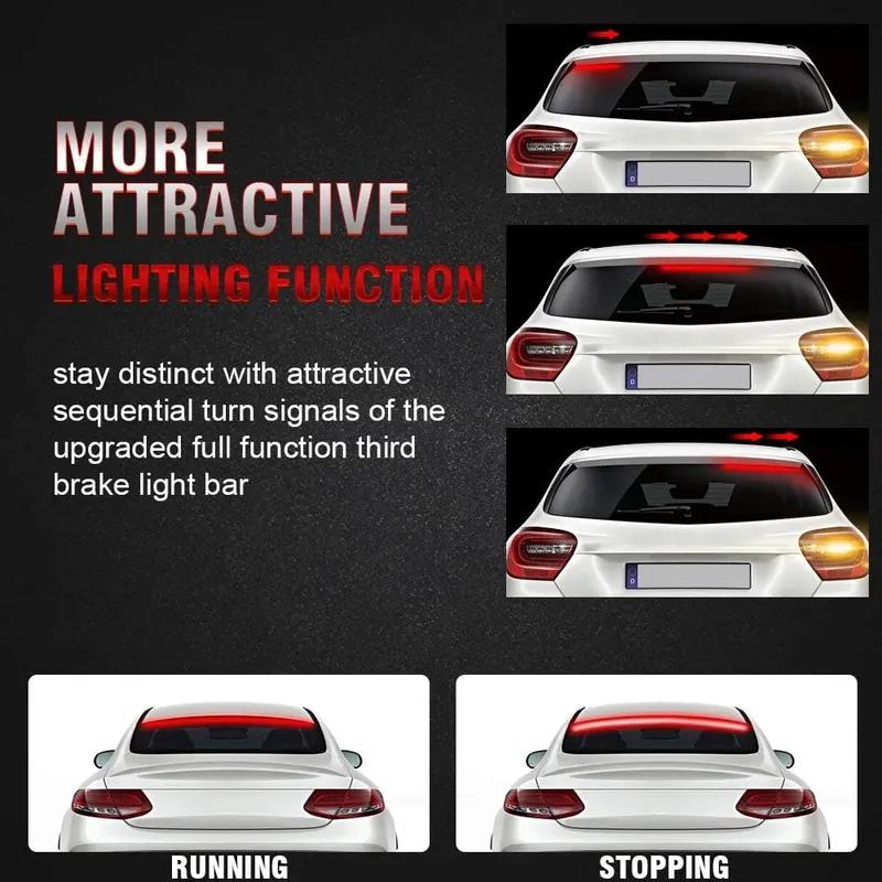 Car LED Brake Light Strip 5 Function Sequential Rear Tail Warning Lights Waterproof for Truck VAN SUV Bus Signal Lamp