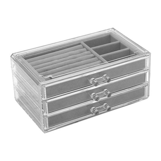 Storage Box with Velvet Lining Display Large Compartment Modular Stacking Design Watches Bracelets Jewelry Organizer