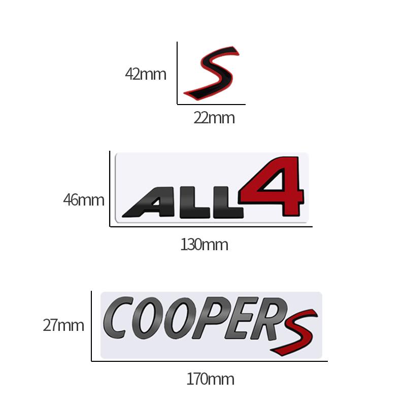 Metal 3D Badge ALL4 S Logo Car Rear Trunk Body Sticker Emblem For MINI COOPER S Clubman R55 R56 R57 R58 R59 F54 F55 F56 F57 JCW