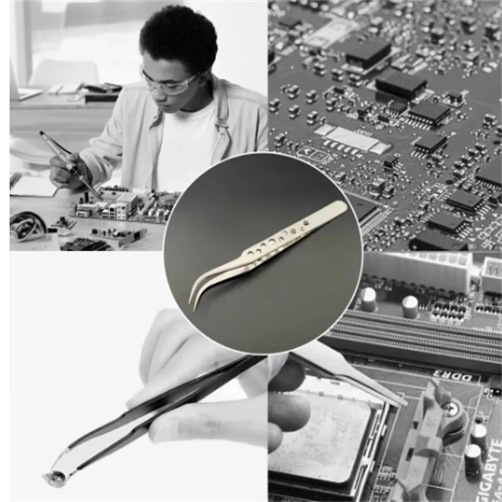 DIY Hand Tools Industrial Tweezers Electronics Anti-static Curved Straight Tip Precision Stainless Sets Forceps PhoneRepair