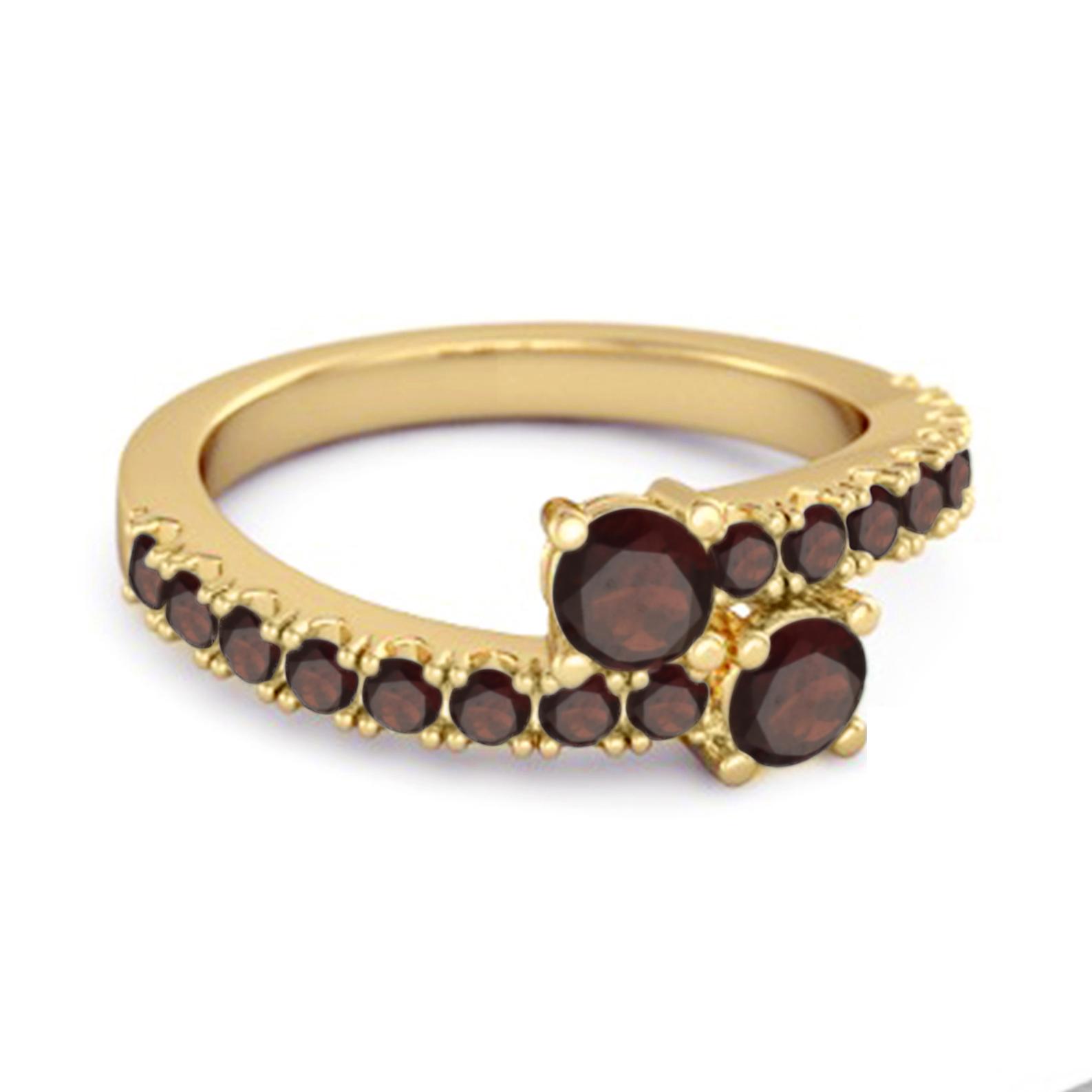 Garnet Twin Stone pave Bypass Ring - 925 Sterling Silver Gold Vermeil 6 жёлтый