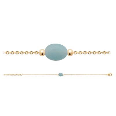 [R5827] - Armband Vergoldet 'Mineralia' grün blau golden (Amazonit) - 8x6mm
