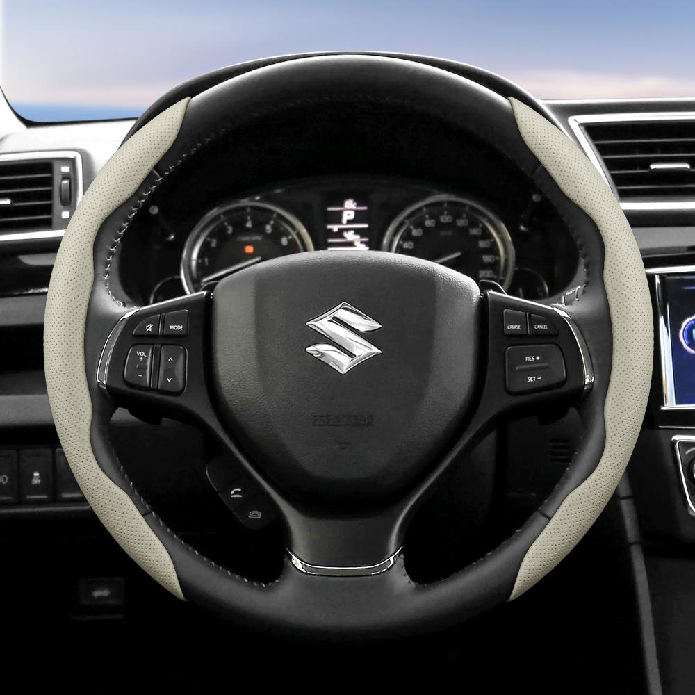 Suitable for Suzuki Breathable Hole Leather Steering Wheel Cover Segmented Quick Release Design Anti-Slip and Durable Swift 2011 Sx4 Grand Vitara