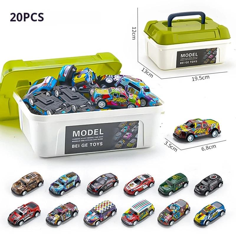 30Pcs 50Pcs Mini Alloy Car Model Set With Storage Box Diecast Cars Toys For Boys Sliding Inertia Vehicle Children Toy Kit Gifts