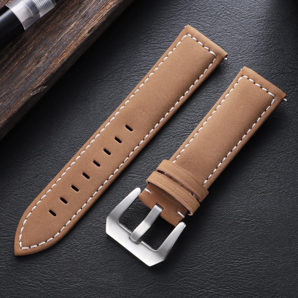 

20mm 22mm 24mm Crazy Horse Cowhide Watch Band Quick Release Matte Watch Straps for Omega for Seiko Watch Bracelet Accessories 20mm світло-коричневого кольору