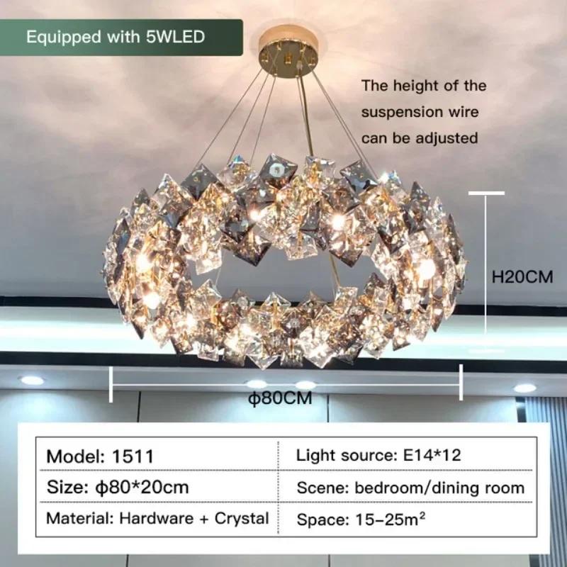Modern Crystal LED Ceiling Pendant Lights Living Dining Table Room Hotel Hall Hanging Chandeliers Home-appliance Decoration Lamp