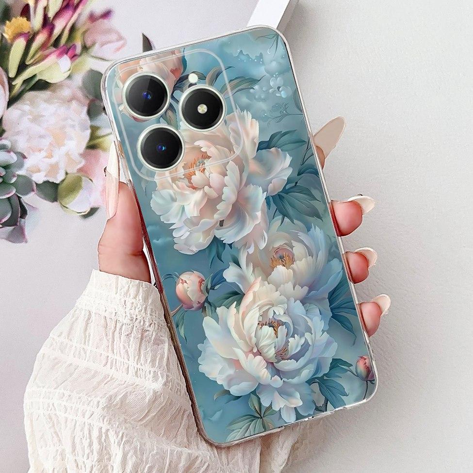 4G Clear For Realme Note 60 Case RMX3933 Luxury Butterfly Love Flowers Cool Lion Painted Phone Case For Realme Note 60X RMX3938