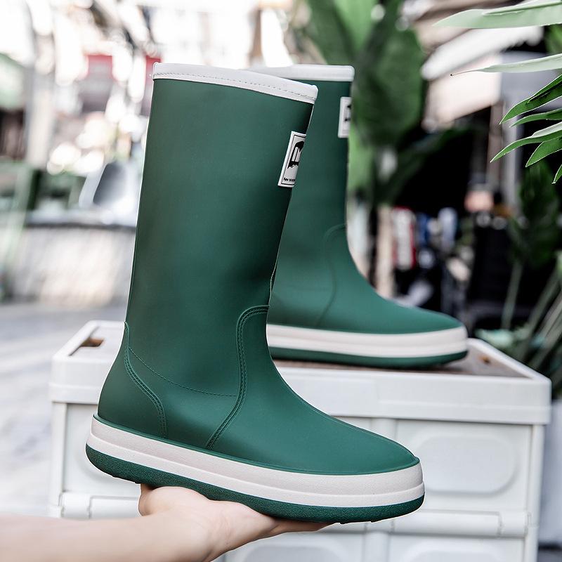 Rain shoes men's and women's non-slip waterproof shoes fashion rain boots velvet thermal rubber shoes kitchen work water boots long rain boots