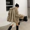 Golden Toca Women's Mid-Length Faux Fox Fur Coat with Large Lapel - Elegant and Plush Design