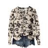 Women's Vintage Knit Button Vintage Floral Stripe Print Cardigan Jacket