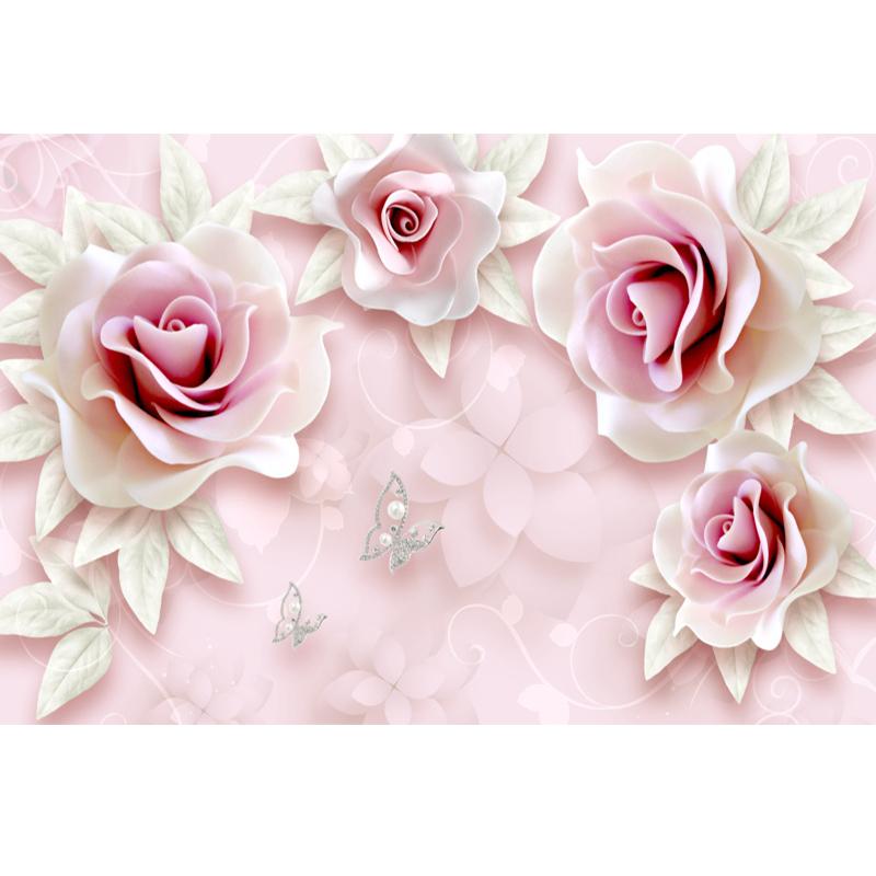 3d Mural Fresh Embossed Pink Roses Wallpaper Living Room Bedroom Wall Murals Home Decor