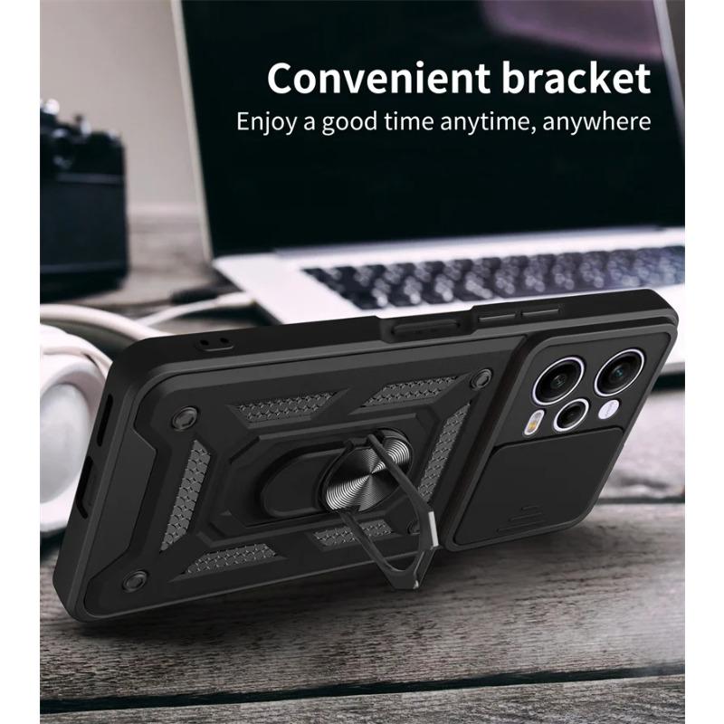 Slide Lens Protect Cover For Poco X5 Pro 5G Case RIng Holder Armor Shockproof Coque Poko Little X5 X 5 Pro X5pro Pocox5pro Funda